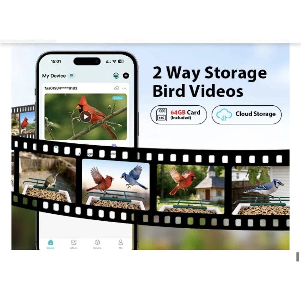 NEW BOLITE Smart AI Identify Bird Feeder w Camera 2.5K Solar Powered App Control